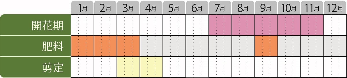 アベリアルビーアニバーサリー栽培カレンダー