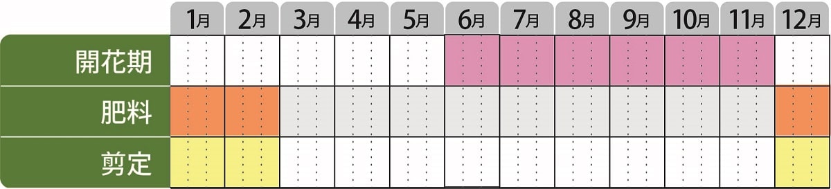 ブッドレア栽培カレンダー